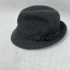 Kangol Hat Fedora Vintage Mens Medium Gray Herringbone Wool Lined Union Made USA